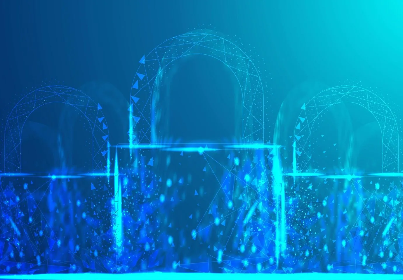 padlock polygonal wireframe mesh looks dark blue background cyber security safe privacy other concept vector illustration 587448 748